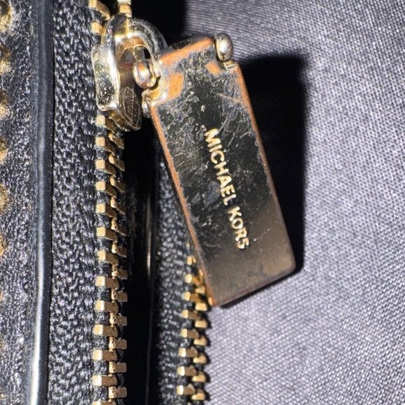 Michael Kors Black Leather Zip Wallet with Gold Stud Detail - Picture 5 of 5